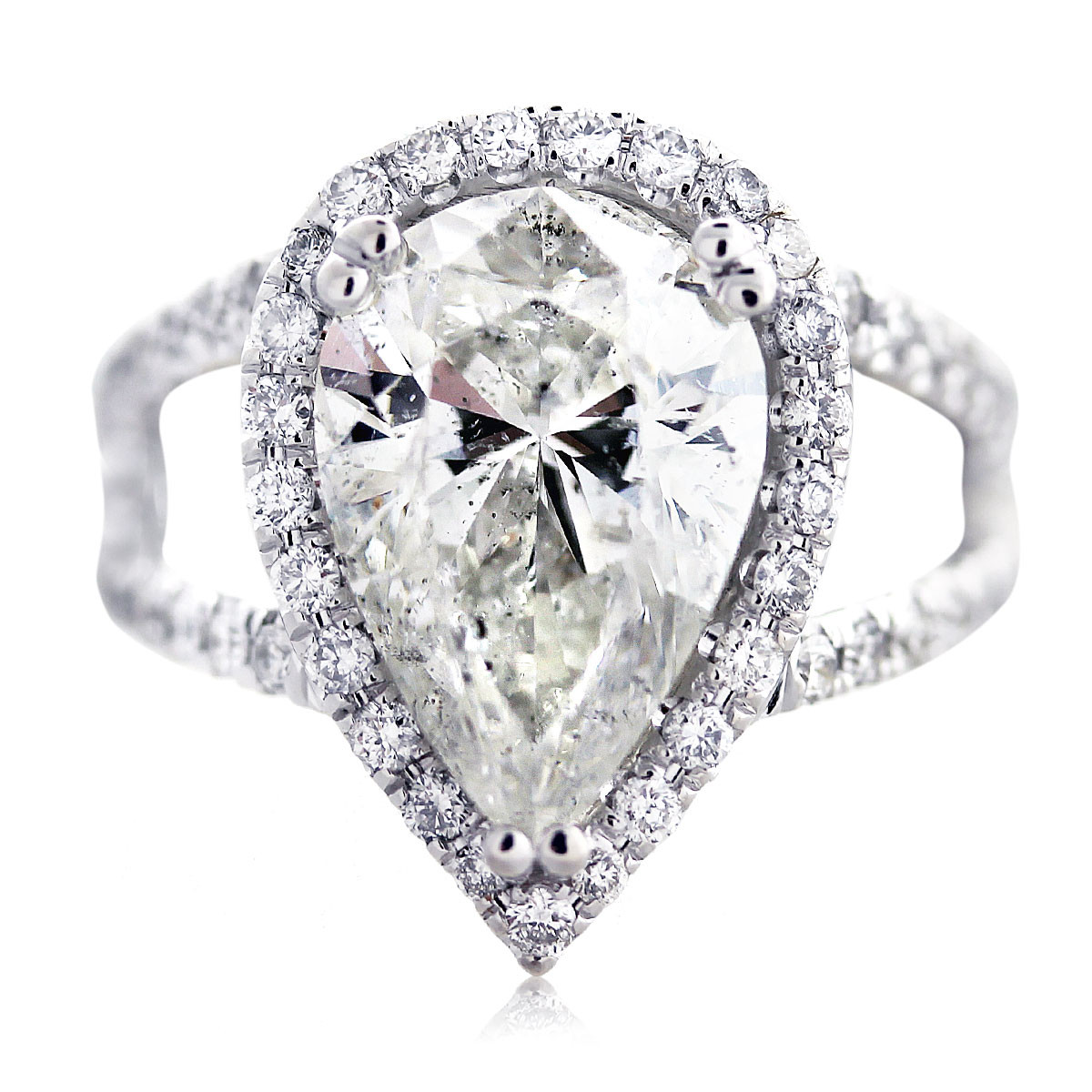 Pear Diamond Engagement Rings
 18k White Gold Micro Pave 4 58ct Pear Shaped Diamond