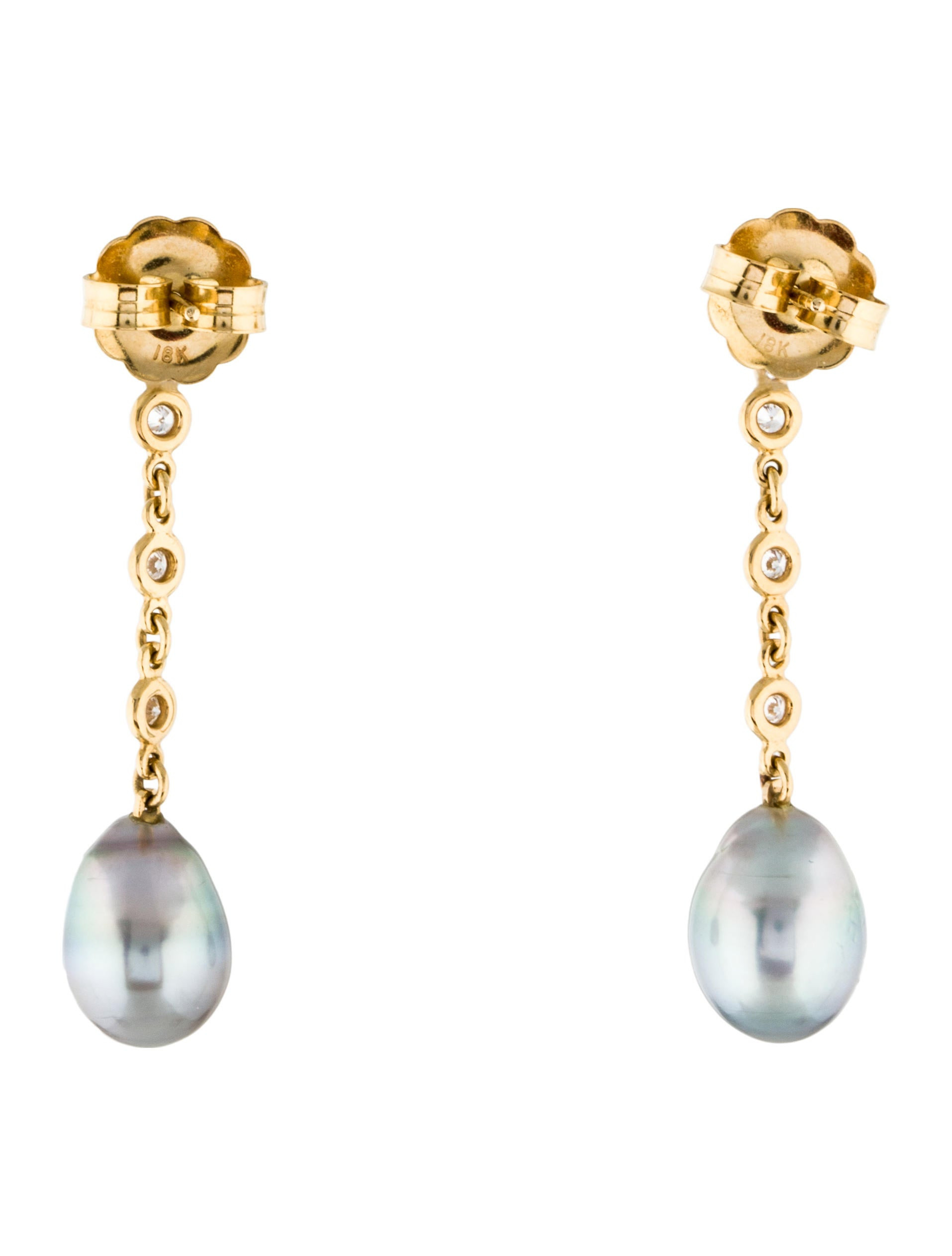 Pearl Drop Earrings
 18K Diamond & Pearl Drop Earrings Earrings EARRI