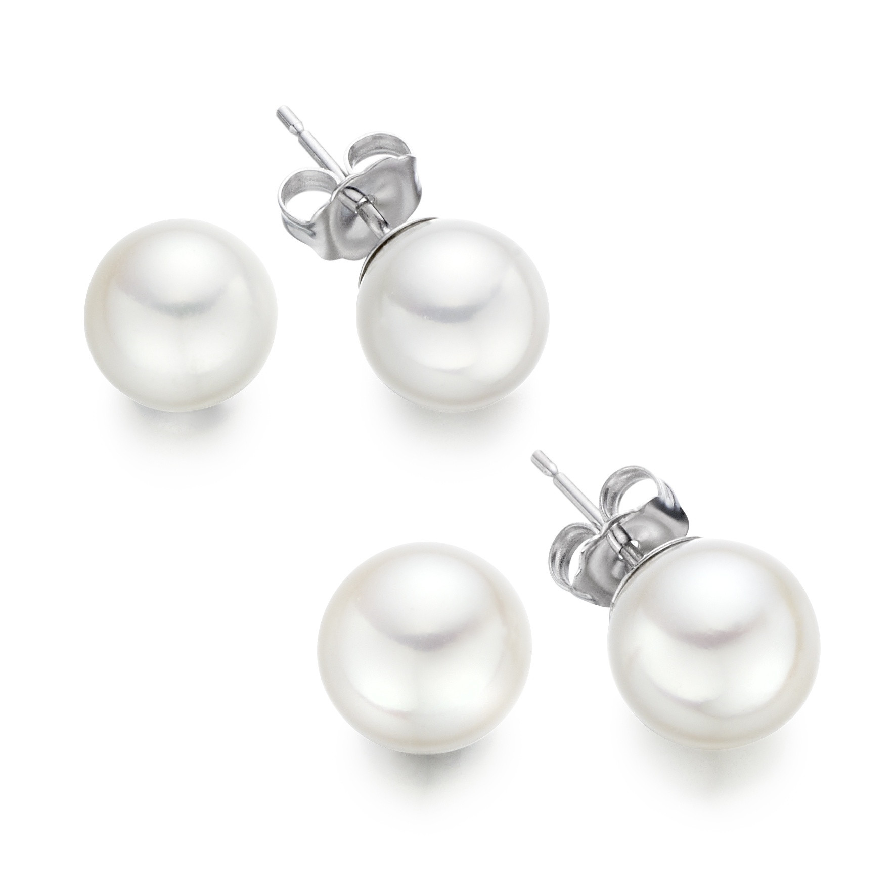 Pearl Earring Studs
 Classic White Freshwater Pearl Stud Earrings in White Gold