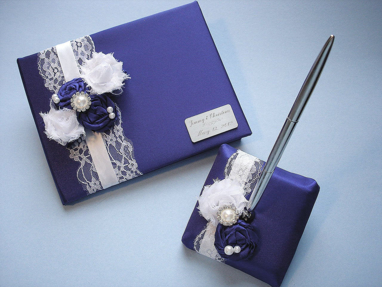 Pen For Wedding Guest Book
 Purple Wedding Guest Book and Pen Set Personalized and Custom