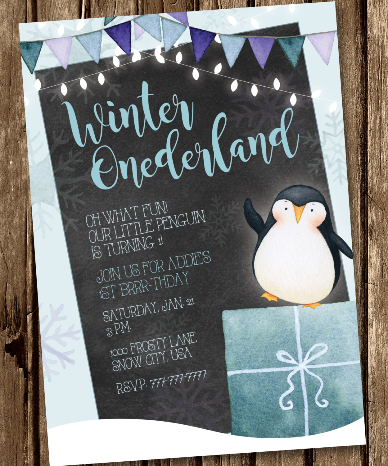 Penguin Birthday Invitations
 Penguin Birthday Invitation Penguins Party Invitation Winter