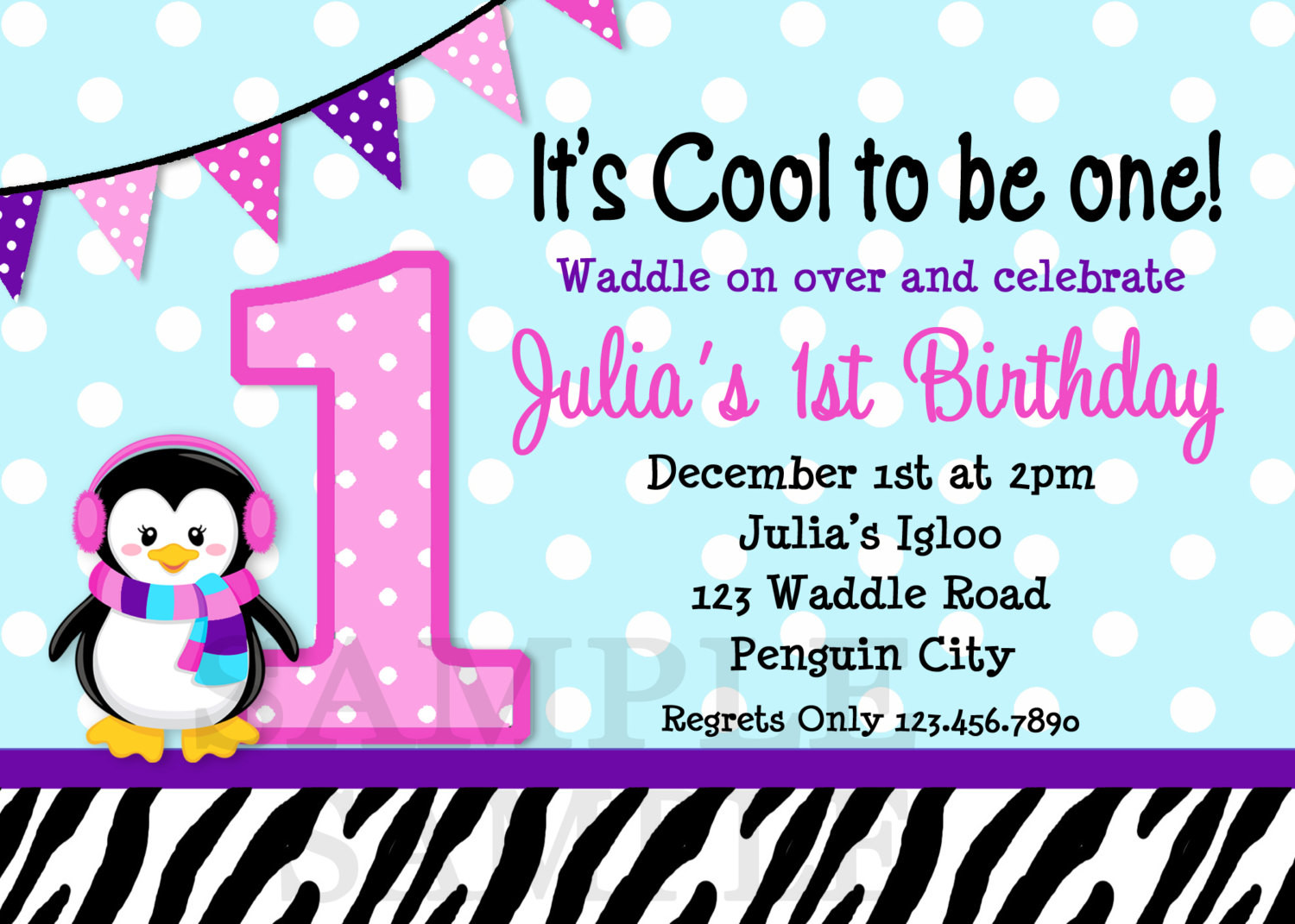 Penguin Birthday Invitations
 Penguin Birthday Invitation Penguin 1st Birthday Party Invites