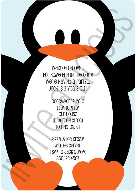 Penguin Birthday Invitations
 Top 25 ideas about Penguin Birthday Party on Pinterest