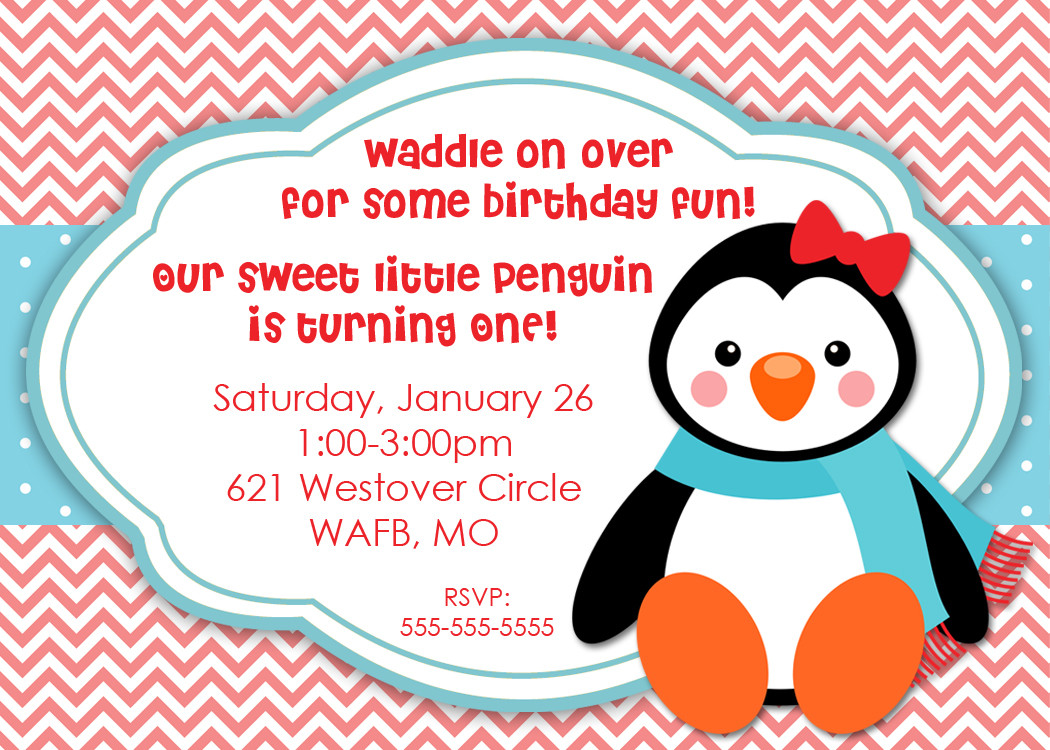 Penguin Birthday Invitations
 Bear River Greetings New Printable Birthday Party