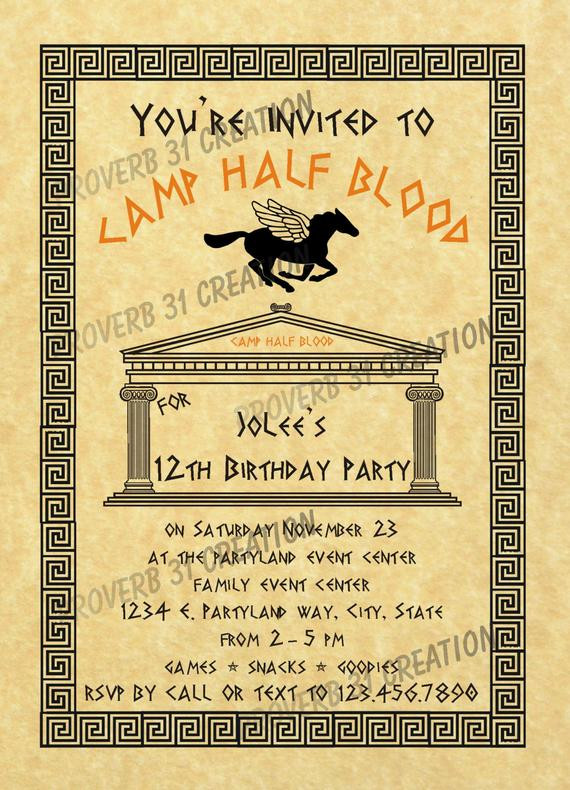 Percy Jackson Birthday Party
 Percy Jackson Inspired Party Invitation NOT EDITABLE by you