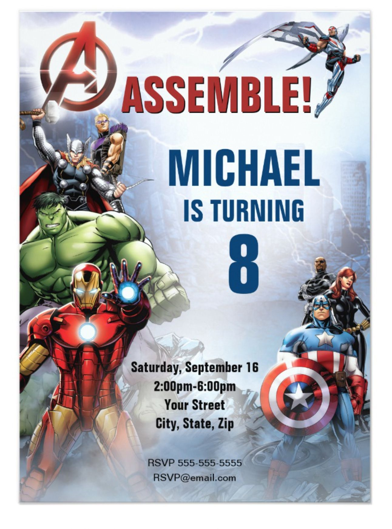 Personalized Avengers Birthday Invitations
 Marvel Avengers Birthday Invitation