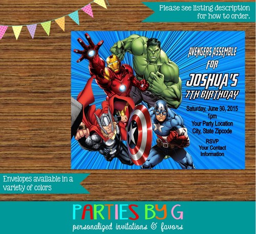Personalized Avengers Birthday Invitations
 Avengers Birthday Party Invitations Personalized Custom