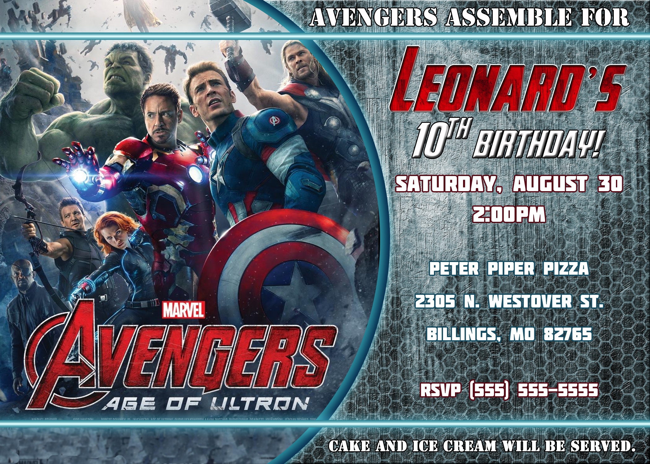 Personalized Avengers Birthday Invitations
 Avengers Birthday Invitation