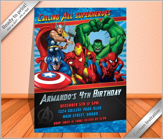 Personalized Avengers Birthday Invitations
 PERSONALIZED Invitation Avengers Super Heroes Birthday