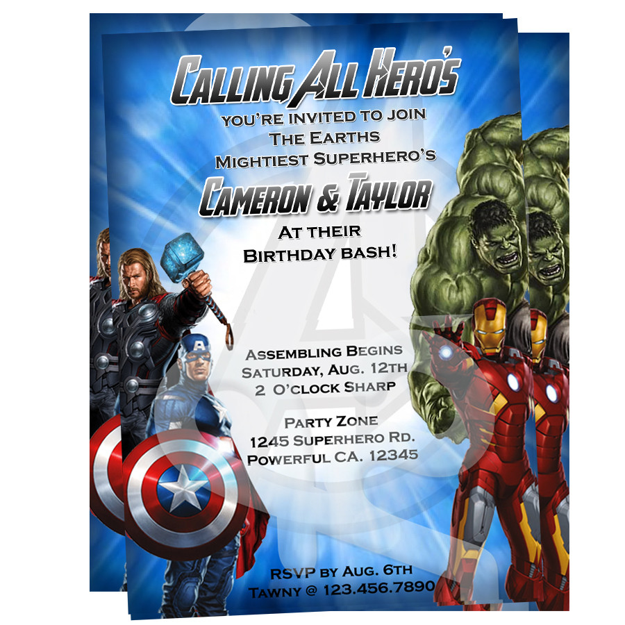 Personalized Avengers Birthday Invitations
 Avengers Invitations