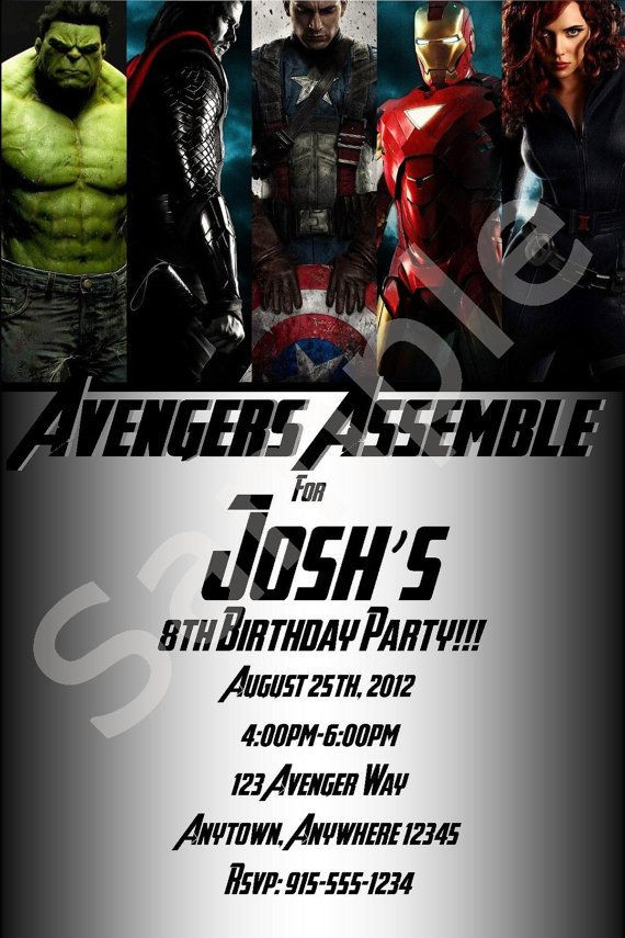 Personalized Avengers Birthday Invitations
 Custom Avengers Birthday Invitations