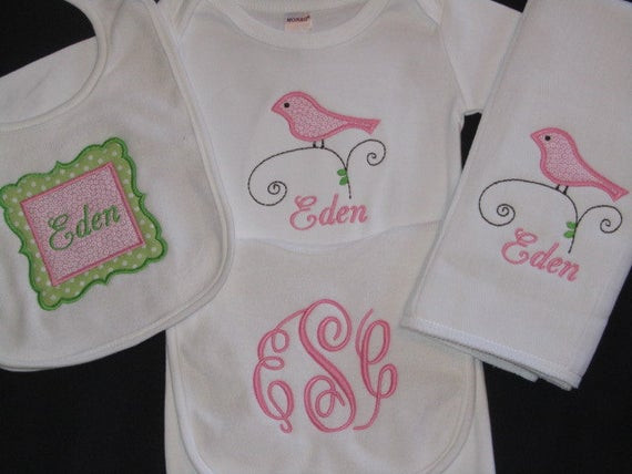 Personalized Baby Gift Etsy
 Items similar to Personalized Baby Girl t set Bird
