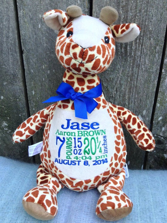 Personalized Baby Gift Etsy
 Personalized Baby Gift Monogrammed Giraffe Birth Announcement