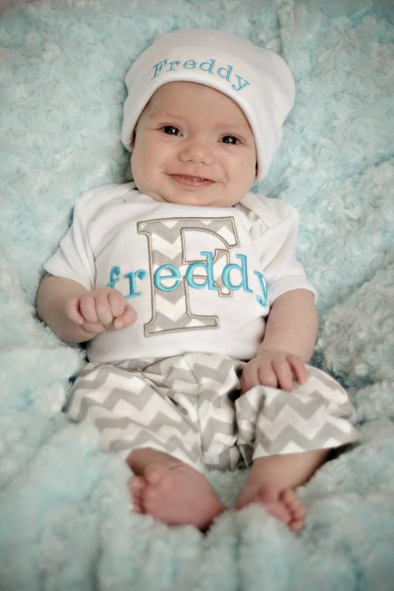 Personalized Baby Gifts For Boys
 Personalized Baby Boy Gift Baby Boy Clothes Gray Turquoise