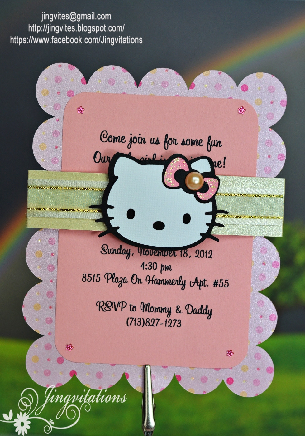 Personalized Hello Kitty Birthday Invitations
 Custom Handmade Hello Kitty Birth Announcement