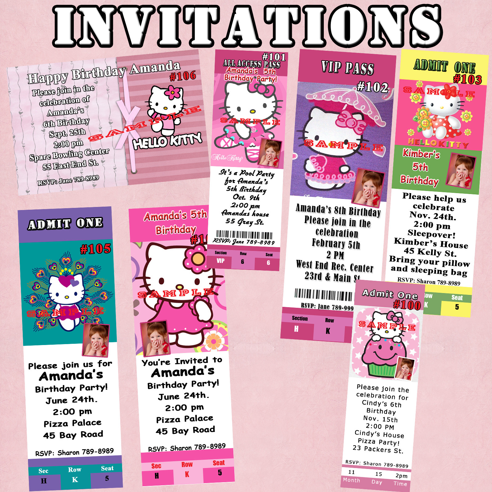 Personalized Hello Kitty Birthday Invitations
 Hello Kitty Birthday Invitation 10 ea w Envelopes