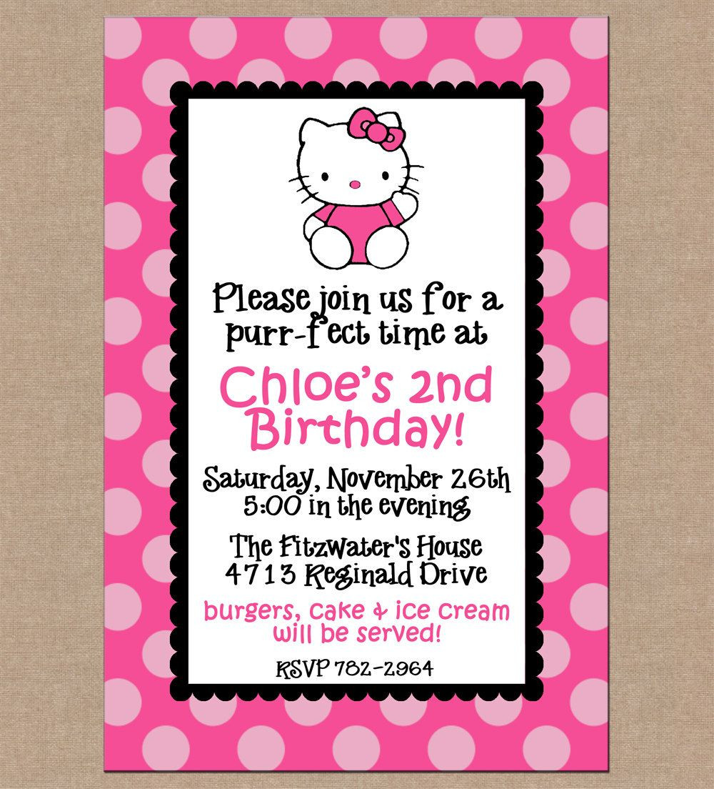 Personalized Hello Kitty Birthday Invitations
 12 Personalized Printed Girl Pink Hello Kitty Party