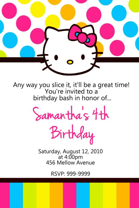 Personalized Hello Kitty Birthday Invitations
 Details about Personalized HELLO KITTY Birthday