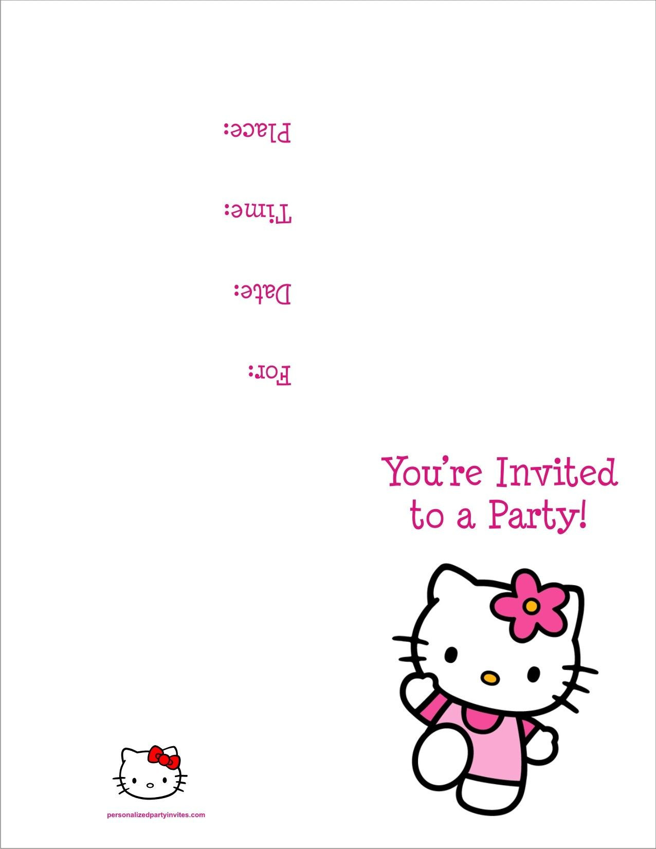 Personalized Hello Kitty Birthday Invitations
 Hello Kitty FREE Printable Birthday Party Invitation