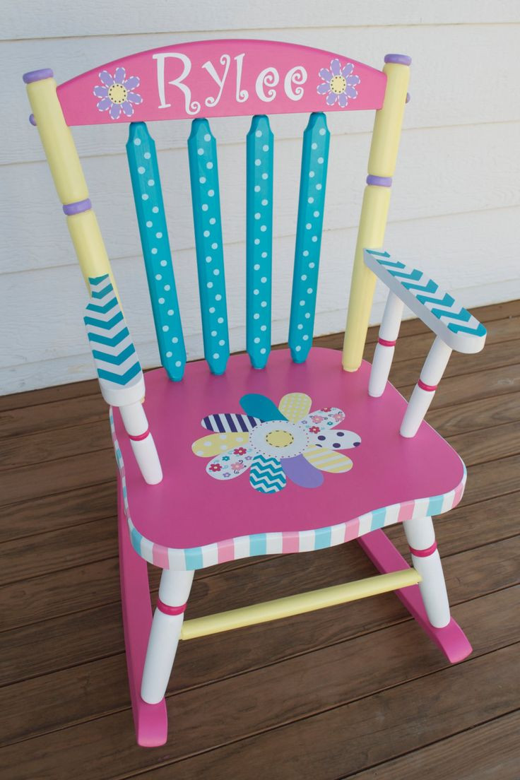 Personalized Kids Chair
 Hand Painted Whimsical Personalized Child Rocking Chair
