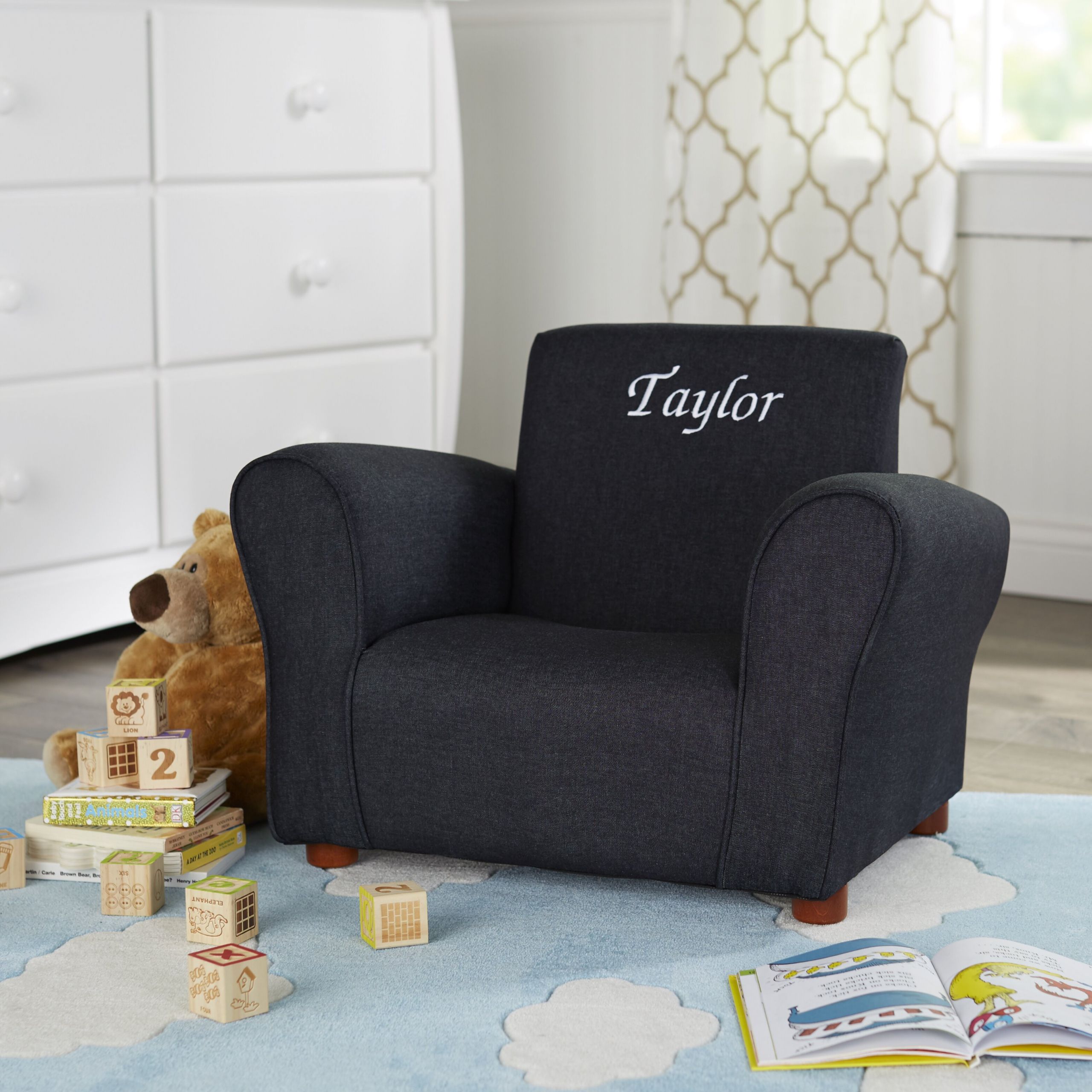 Personalized Kids Chair
 Keet Blue Denim Personalized Kids Club Chair & Reviews