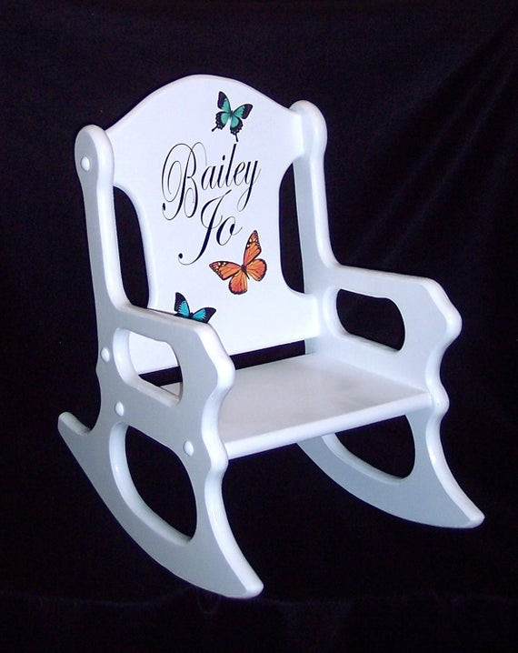 Personalized Kids Chair
 Personalized Kids Gift Toddler Rocking chair with butterflies