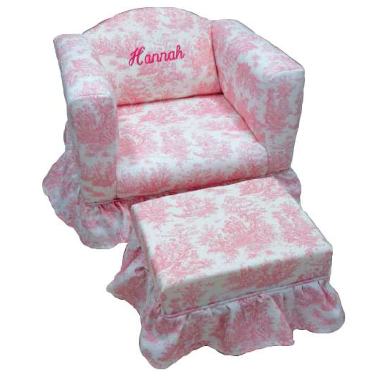Personalized Kids Chair
 Personalized Upholstered Kids Chair w Ruffled Skirt