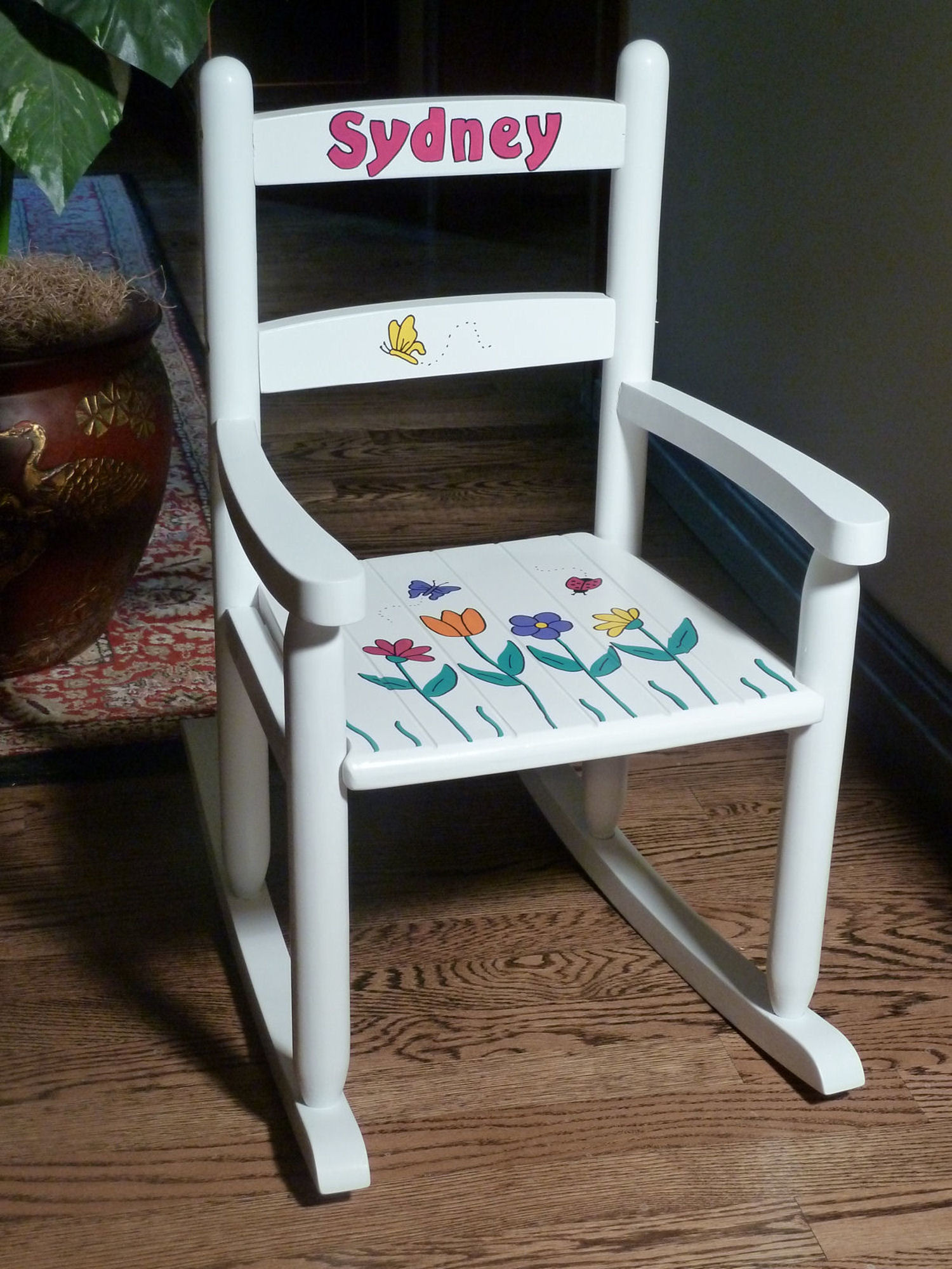 Personalized Kids Chair
 Personalized Kids 2 Slat Rocking Chair Hand Painted