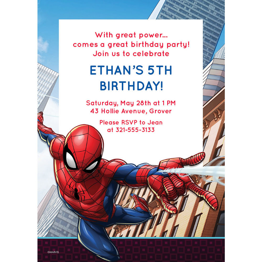 Personalized Spiderman Birthday Invitations
 Spiderman Party Invitations