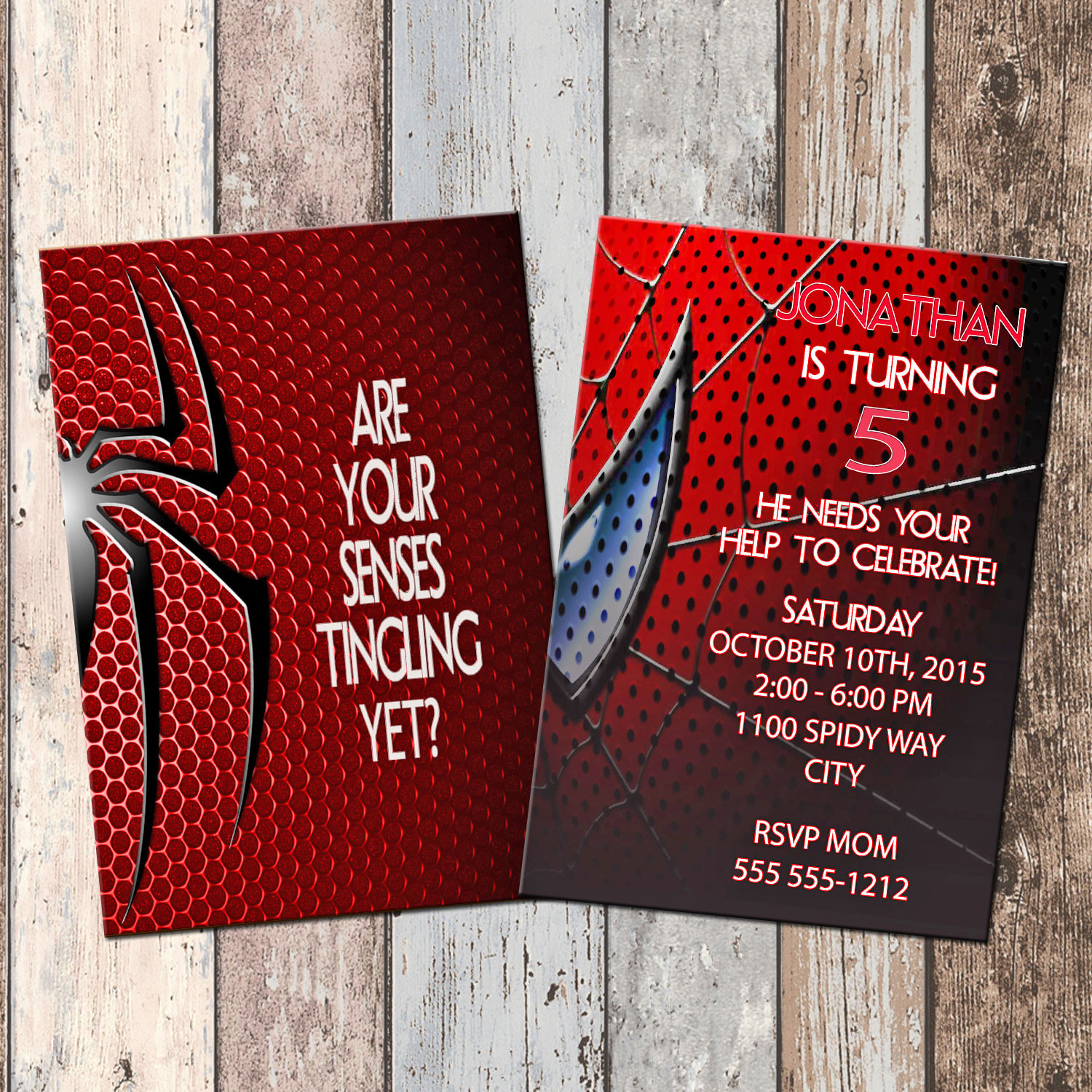 Personalized Spiderman Birthday Invitations
 Spiderman Superhero Personalized Birthday Invitation 2