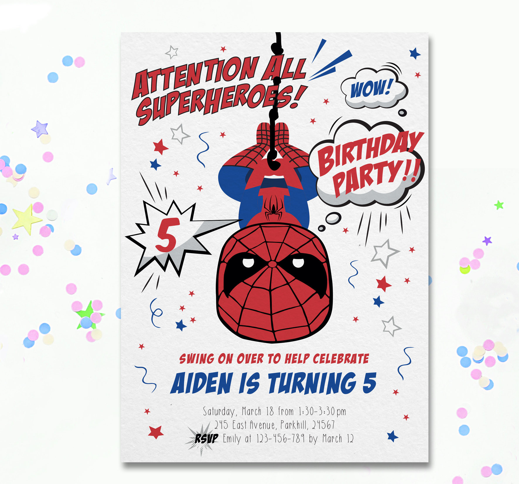 Personalized Spiderman Birthday Invitations
 Spiderman Birthday Party Invite Spiderman invitation