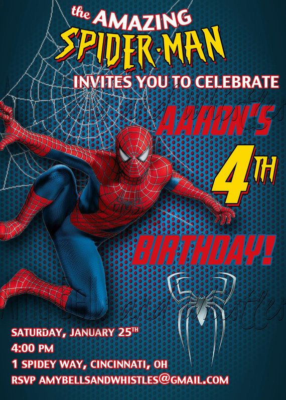 Personalized Spiderman Birthday Invitations
 Spiderman Birthday Invitation Custom Personalized