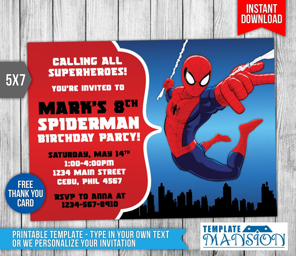 Personalized Spiderman Birthday Invitations
 Spiderman Invitation Birthday Invitation PSD by