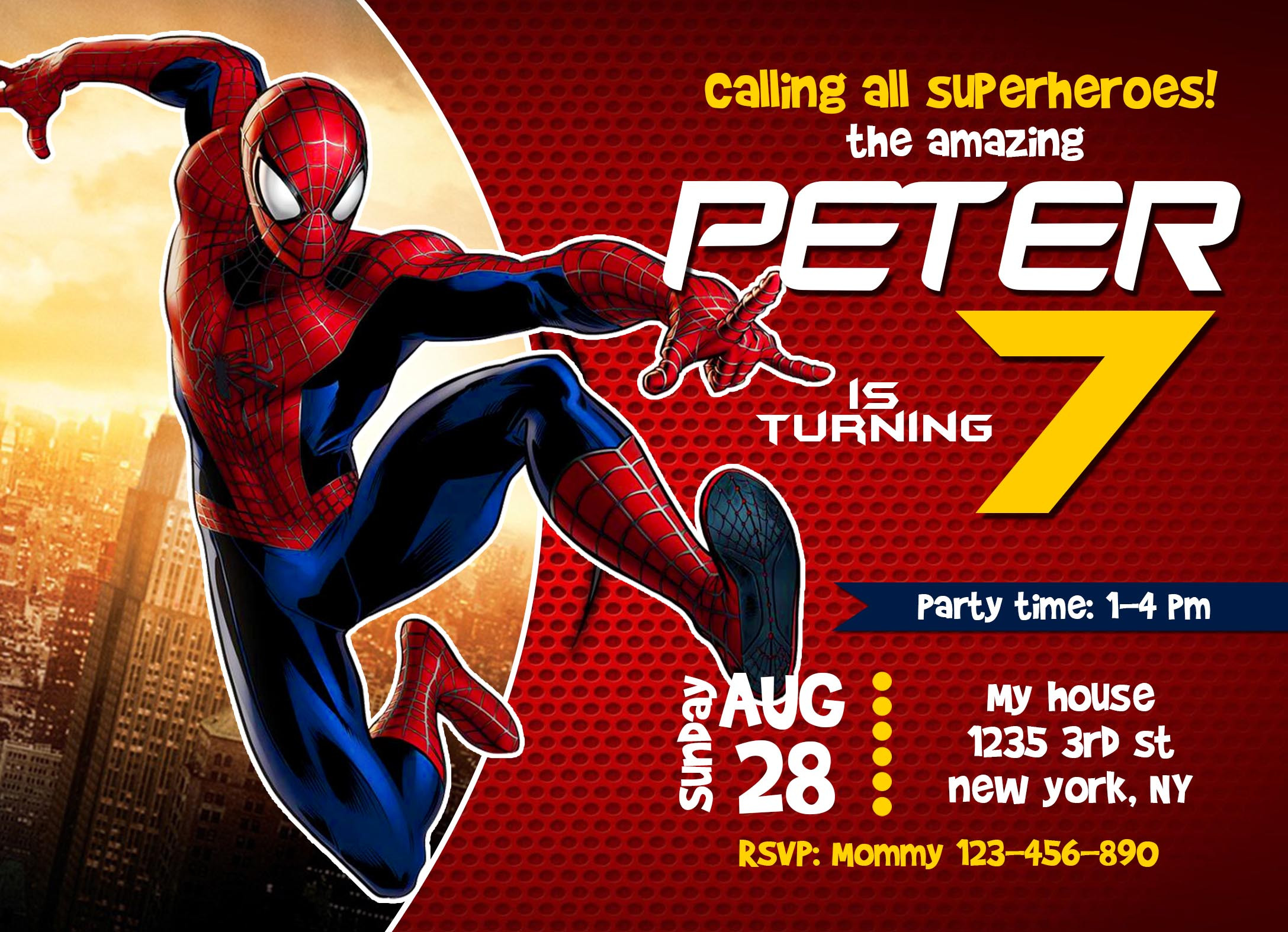 Personalized Spiderman Birthday Invitations
 Spiderman Invitation Spiderman Birthday Invitation