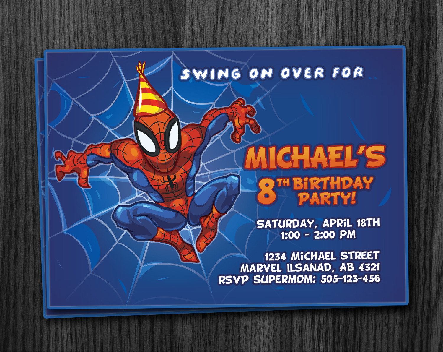 Personalized Spiderman Birthday Invitations
 Spiderman Birthday Invitation Printable Download