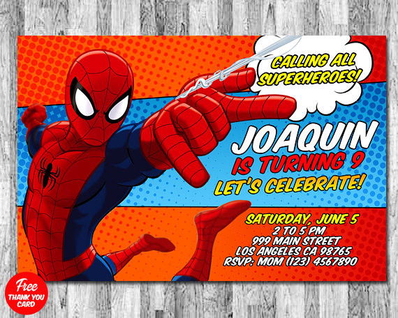 Personalized Spiderman Birthday Invitations
 SPIDERMAN INVITATION Spiderman Birthday Invitation Free