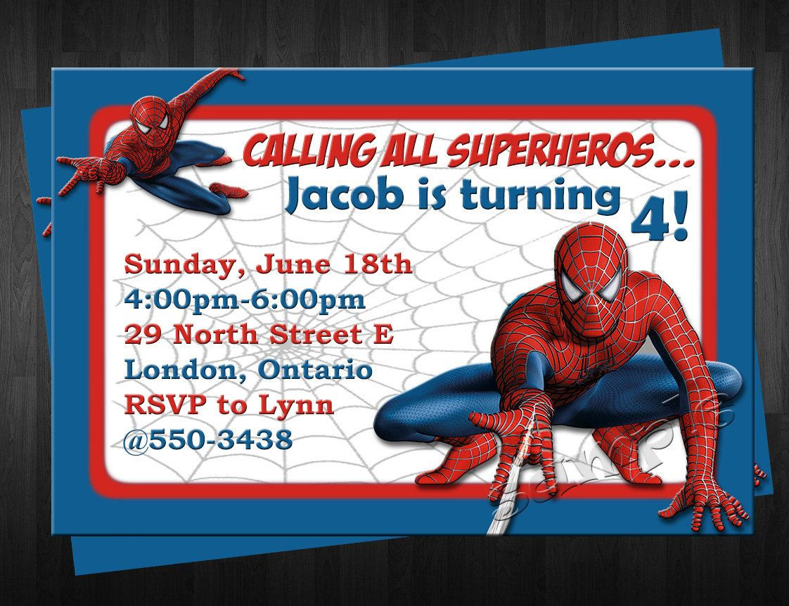 Personalized Spiderman Birthday Invitations
 SPIDERMAN Birthday Invitation Custom by