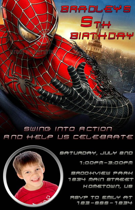 Personalized Spiderman Birthday Invitations
 Personalized Invitations