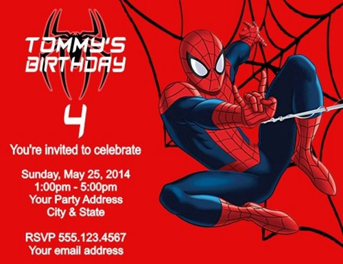 Personalized Spiderman Birthday Invitations
 Spiderman Birthday Party Invitations Personalized Custom