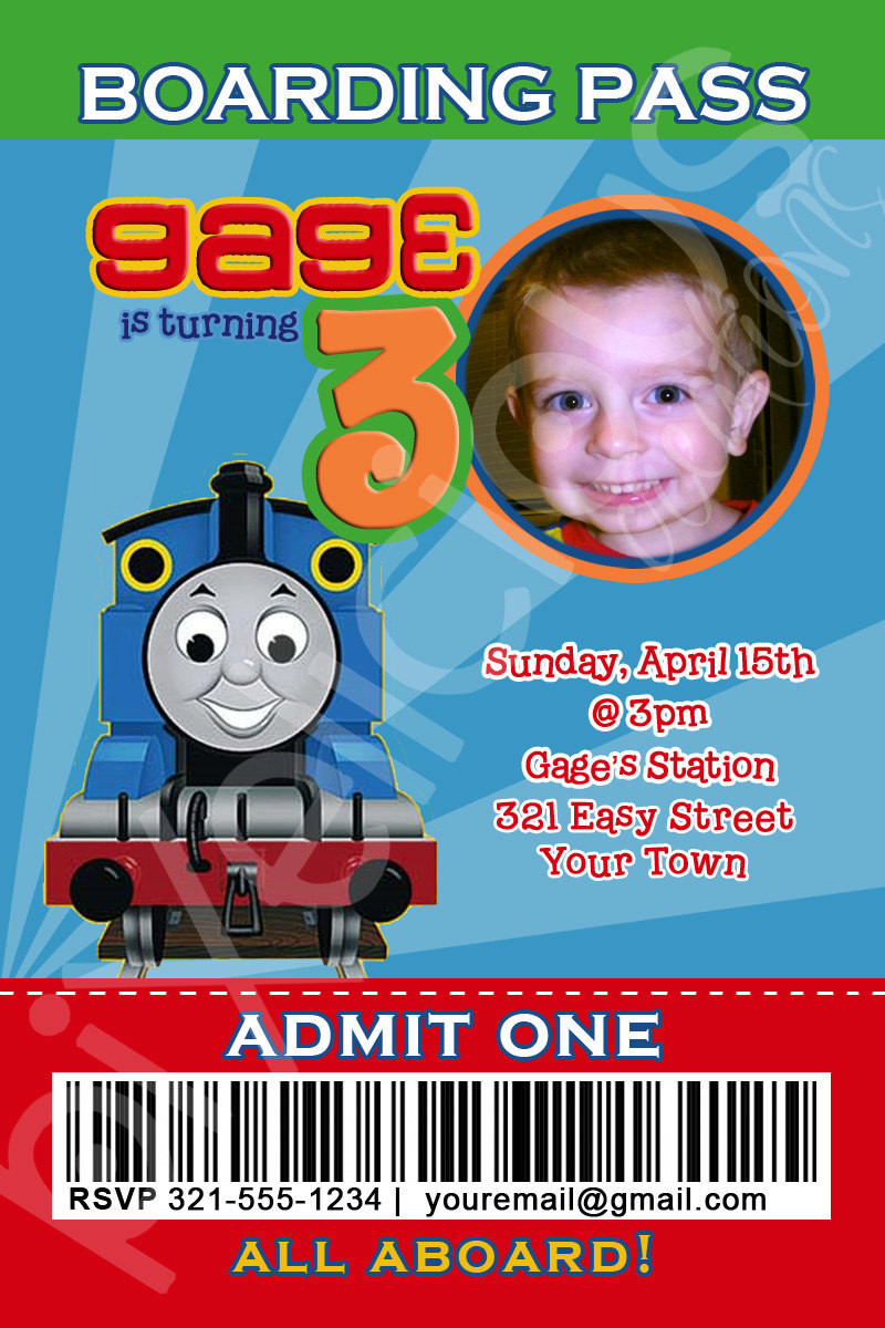 Personalized Thomas The Train Birthday Invitations
 Items similar to THOMAS the TRAIN Custom Birthday