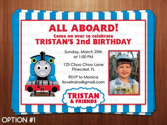 Personalized Thomas The Train Birthday Invitations
 Printable DIY Blue and Red Thomas the Train by