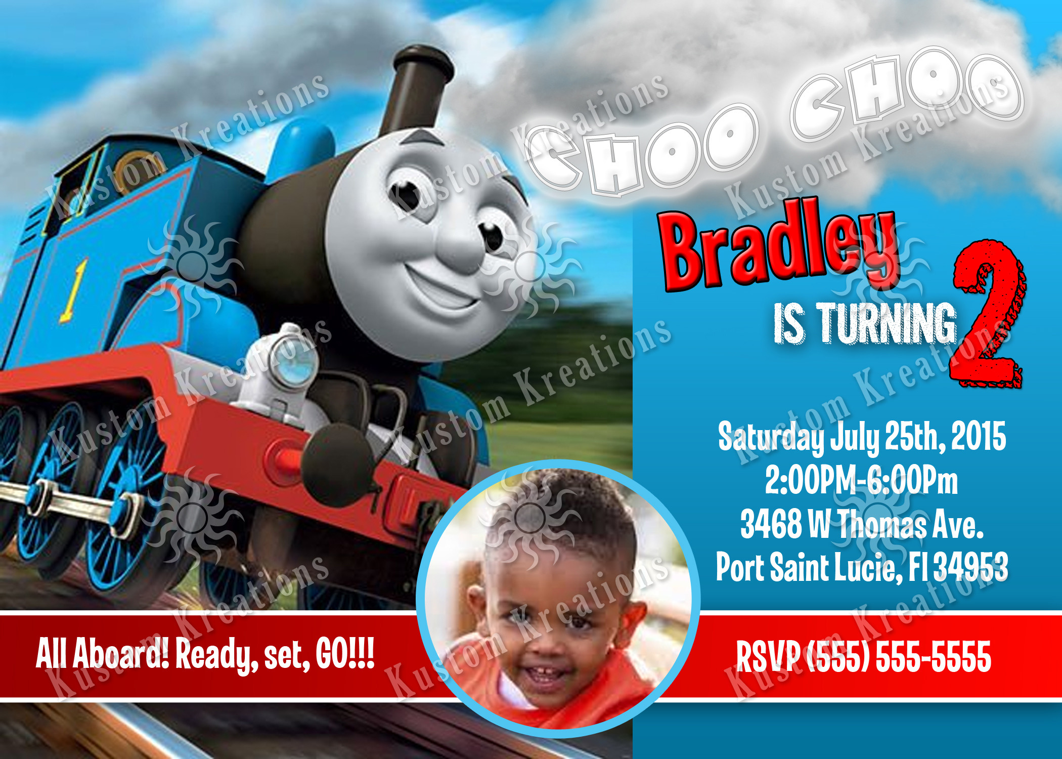 Personalized Thomas The Train Birthday Invitations
 Thomas the Train Birthday Invitations