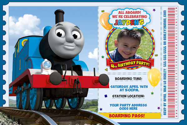 Personalized Thomas The Train Birthday Invitations
 Personalized Thomas the Train ticket Birthday Invitation