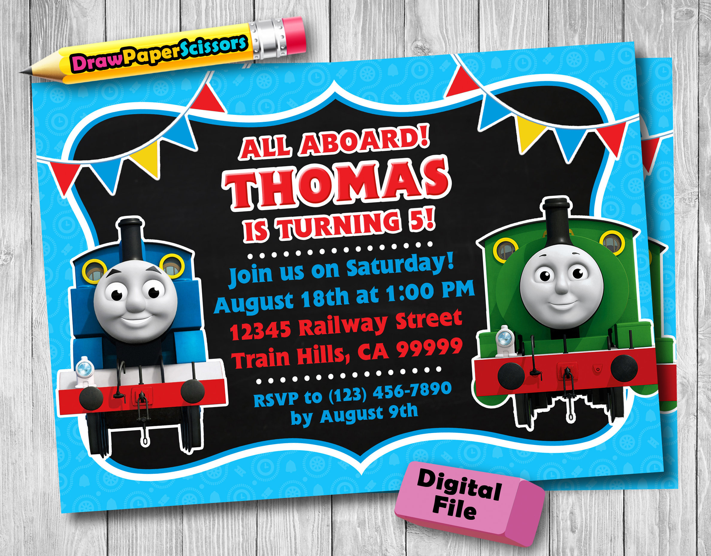 Personalized Thomas The Train Birthday Invitations
 Thomas the Train Birthday Invitation Digital Download