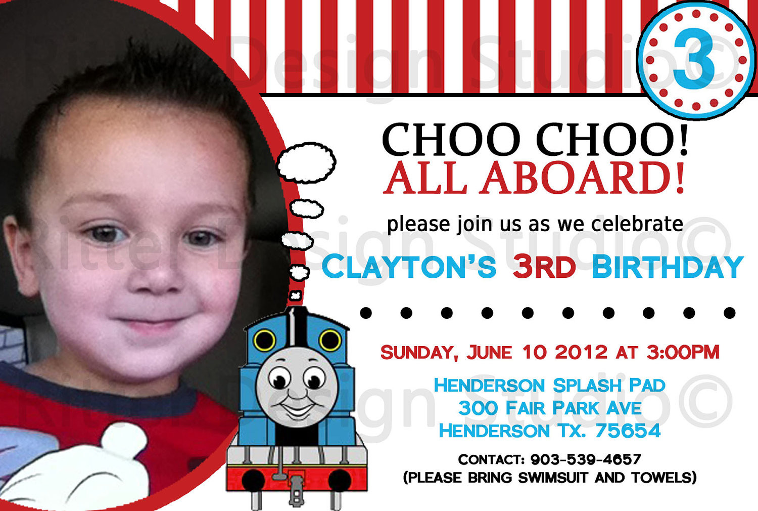 Personalized Thomas The Train Birthday Invitations
 Thomas The Train Birthday Invitation by RitterDesignStudio