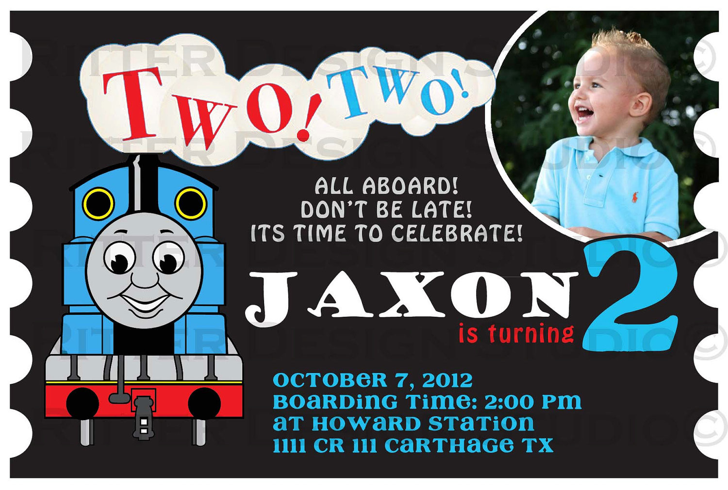 Personalized Thomas The Train Birthday Invitations
 Thomas the Train Birthday Invitation by RitterDesignStudio