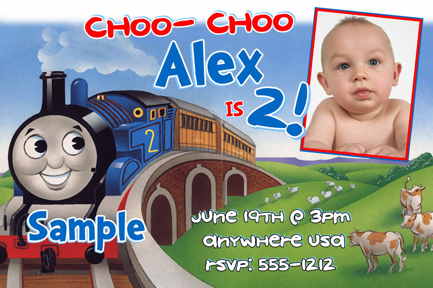 Personalized Thomas The Train Birthday Invitations
 Thomas the Train Birthday Invitations by Createphotocards4u