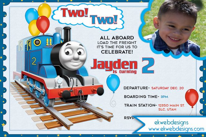 Personalized Thomas The Train Birthday Invitations
 Thomas The Train Choo choo Birthday Invitation Two Two