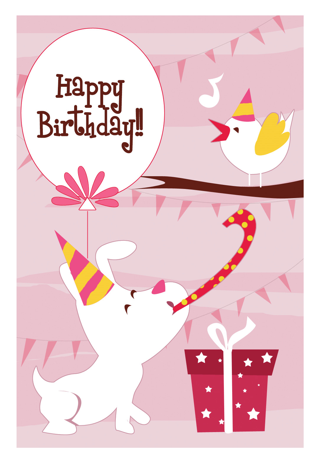 Photo Birthday Cards
 Happy Dog And A Bird Birthday Card
