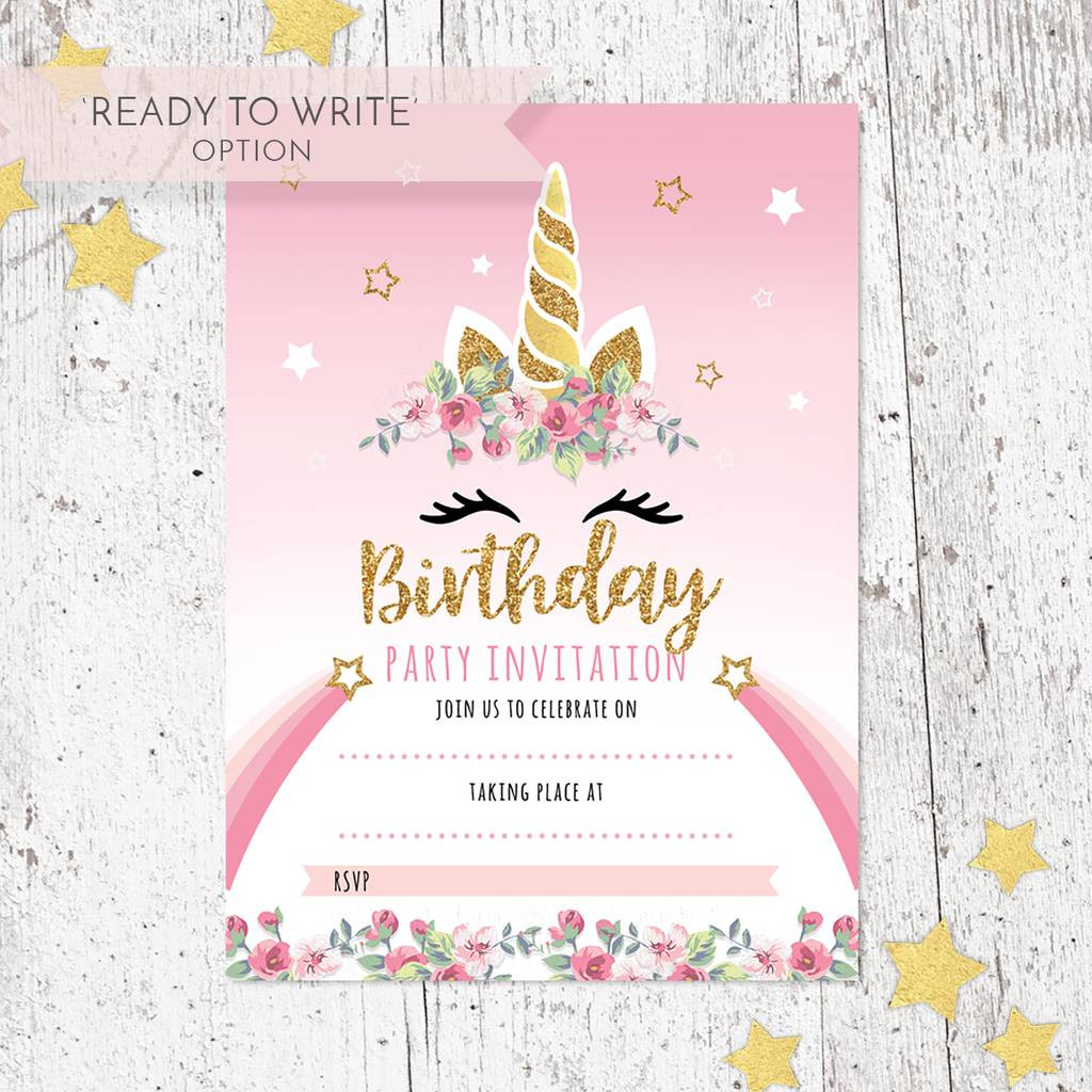 Picture Birthday Invitations
 unicorn birthday party invitations pack of 20 by heart